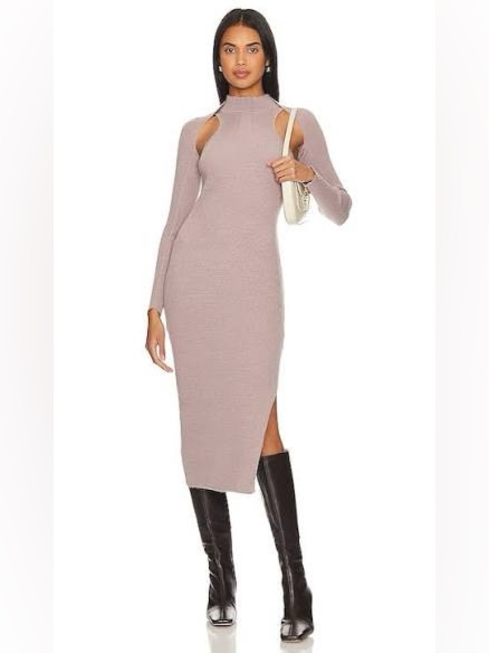 Heartloom Ribbed Taupe Maxi Dress Sleeveless Knit  and matching shrug  Large NWT